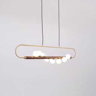 Ardin Lustre Moderne en Noyer et Laiton-Luire