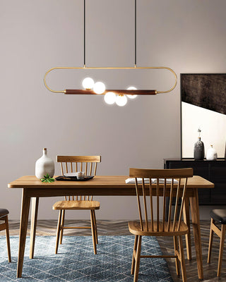 Ardin Lustre Moderne en Noyer et Laiton-Luire