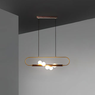 Ardin Lustre Moderne en Noyer et Laiton-Luire