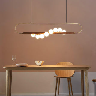 Ardin Lustre Moderne en Noyer et Laiton-Luire