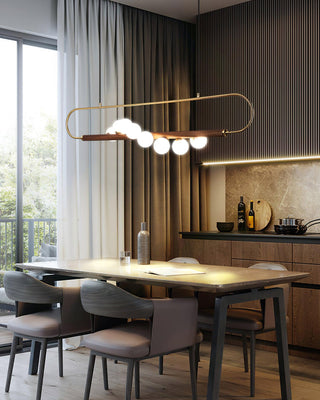 Ardin Lustre Moderne en Noyer et Laiton-Luire