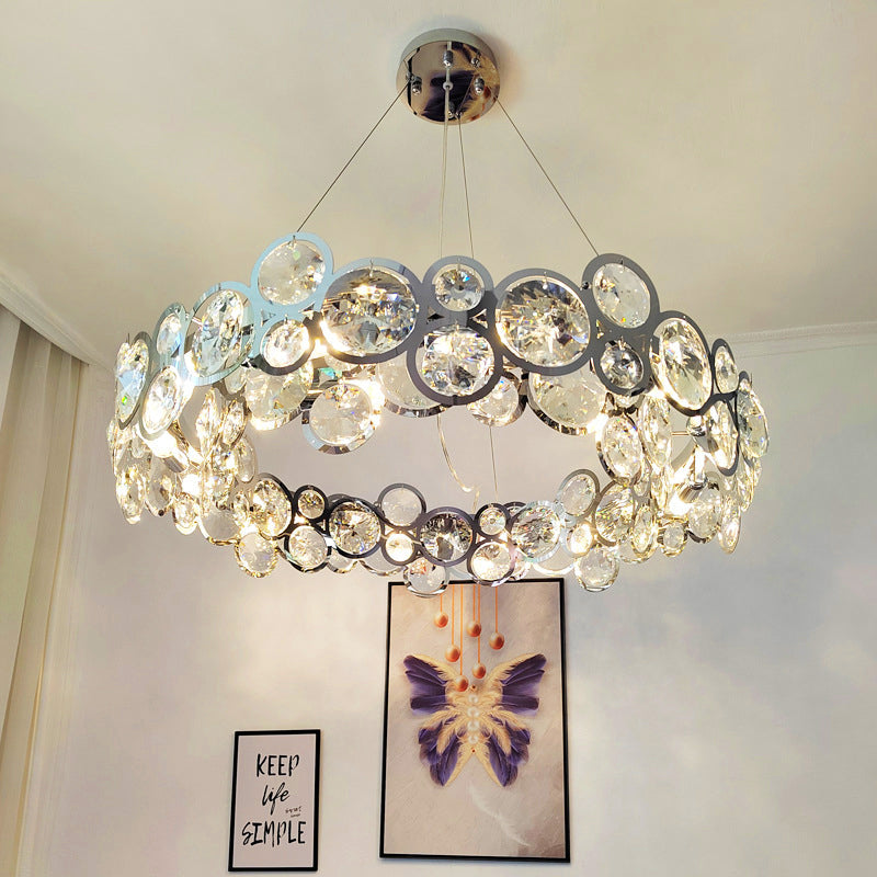 Kristy Lustre LED Moderne Rond Cristal Métal Salon