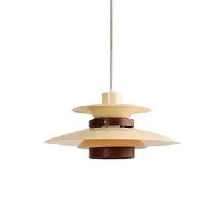 Solara Lampe suspendue en bois avec abat-jour superposé pour salle à manger nordique