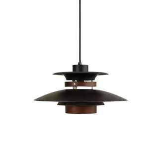 Solara Lampe suspendue en bois avec abat-jour superposé pour salle à manger nordique
