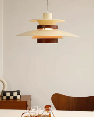 Solara Lampe suspendue en bois avec abat-jour superposé pour salle à manger nordique