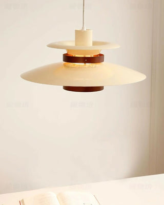 Solara Lampe suspendue en bois avec abat-jour superposé pour salle à manger nordique