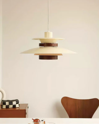 Solara Lampe suspendue en bois avec abat-jour superposé pour salle à manger nordique