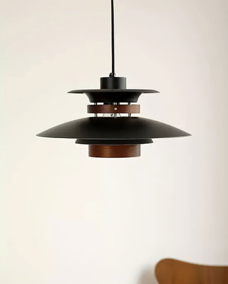Solara Lampe suspendue en bois avec abat-jour superposé pour salle à manger nordique
