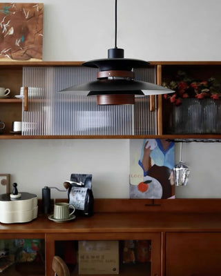 Solara Lampe suspendue en bois avec abat-jour superposé pour salle à manger nordique
