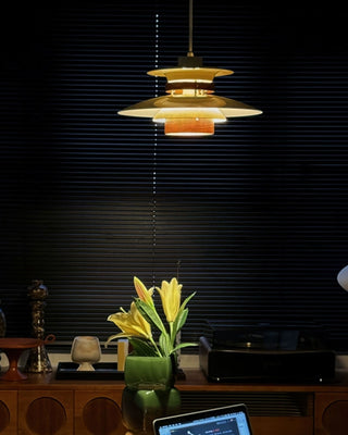 Solara Lampe suspendue en bois avec abat-jour superposé pour salle à manger nordique