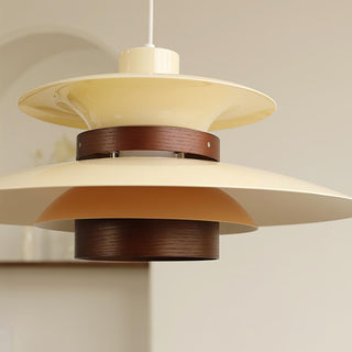 Solara Lampe suspendue en bois avec abat-jour superposé pour salle à manger nordique