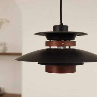 Solara Lampe suspendue en bois avec abat-jour superposé pour salle à manger nordique