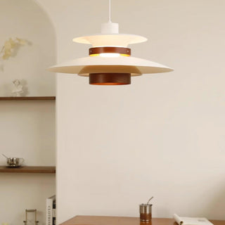 Solara Lampe suspendue en bois avec abat-jour superposé pour salle à manger nordique