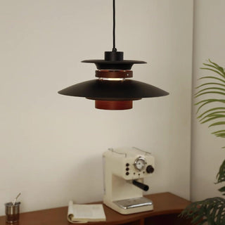 Solara Lampe suspendue en bois avec abat-jour superposé pour salle à manger nordique