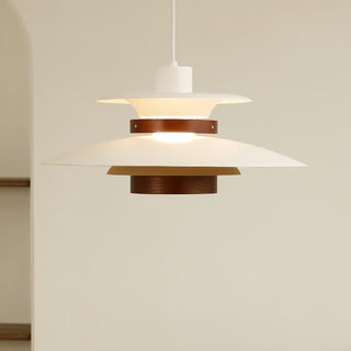 Solara Lampe suspendue en bois avec abat-jour superposé pour salle à manger nordique