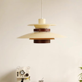 Solara Lampe suspendue en bois avec abat-jour superposé pour salle à manger nordique