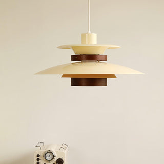 Solara Lampe suspendue en bois avec abat-jour superposé pour salle à manger nordique