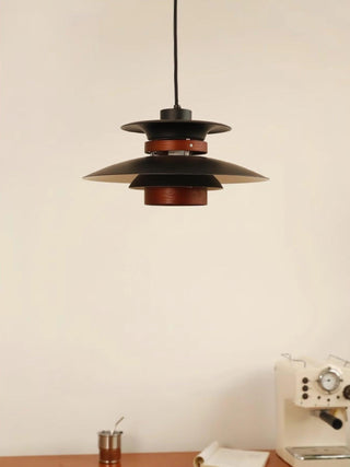 Solara Lampe suspendue en bois avec abat-jour superposé pour salle à manger nordique