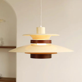 Solara Lampe suspendue en bois avec abat-jour superposé pour salle à manger nordique