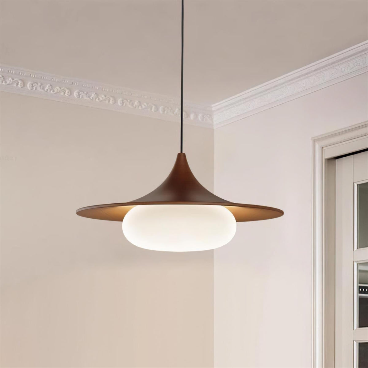 Ovelis Wooden Canopy Pendant Light-Neutral Decor