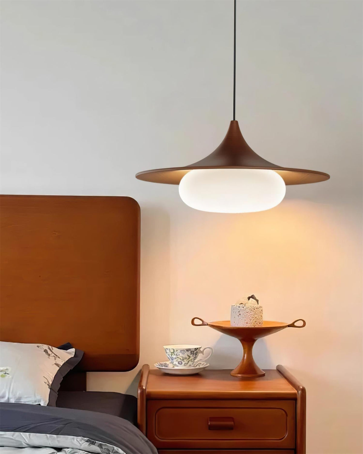 Ovelis Wooden Canopy Pendant Light-Neutral Decor
