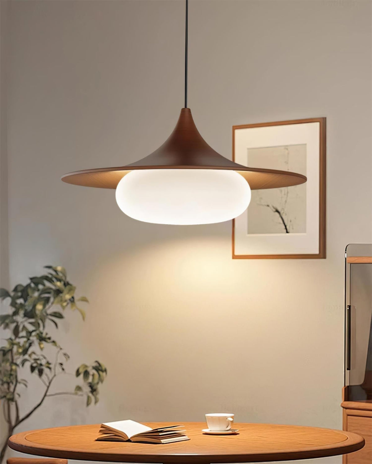 Ovelis Wooden Canopy Pendant Light-Neutral Decor