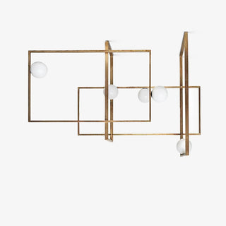 Lustra Lustre Mondrian en Verre et Laiton Moderne