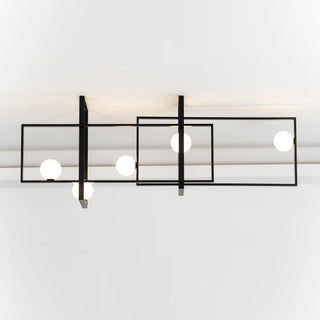 Lustra Lustre Mondrian en Verre et Laiton Moderne