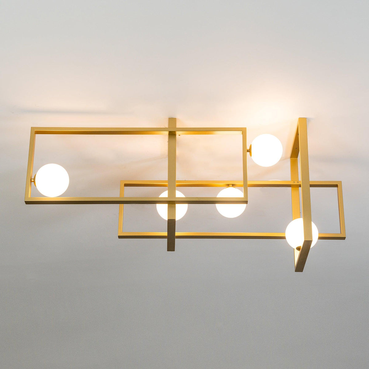 Dovora Lustre Mondrian en Verre et Laiton Moderne