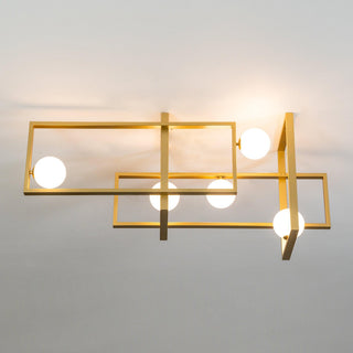 Lustra Lustre Mondrian en Verre et Laiton Moderne
