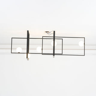 Lustra Lustre Mondrian en Verre et Laiton Moderne