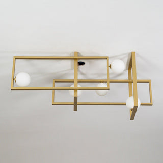 Lustra Lustre Mondrian en Verre et Laiton Moderne