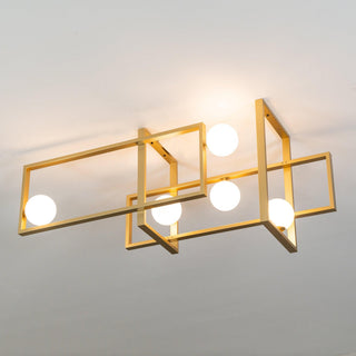 Lustra Lustre Mondrian en Verre et Laiton Moderne