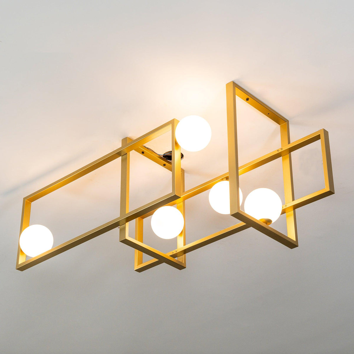Dovora Lustre Mondrian en Verre et Laiton Moderne