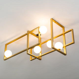 Lustra Lustre Mondrian en Verre et Laiton Moderne