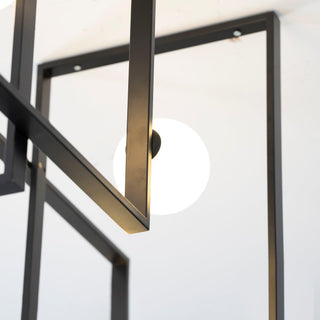 Lustra Lustre Mondrian en Verre et Laiton Moderne
