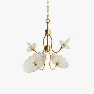 Lustra Lustre Vintage Floral en Verre et Laiton