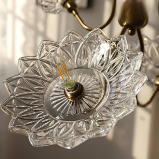 Lustra Lustre Vintage Floral en Verre et Laiton