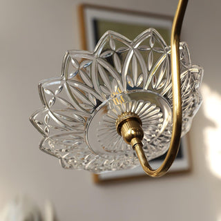 Lustra Lustre Vintage Floral en Verre et Laiton