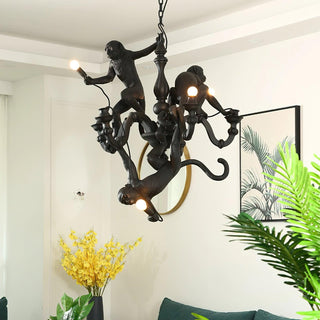 Lustra Lustre Singe Noir Sculpture Ludique