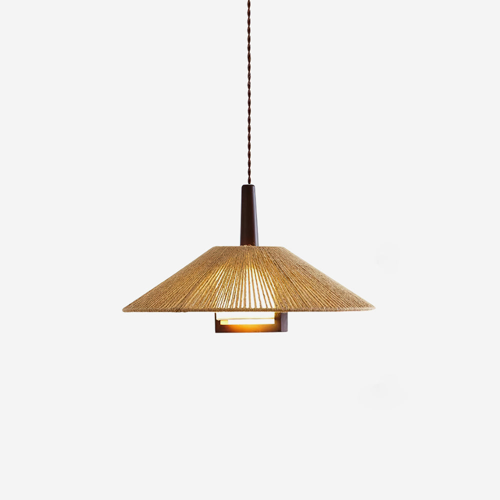 Fidoya Woven Rattan Cone Pendant Light-Neutral Decor