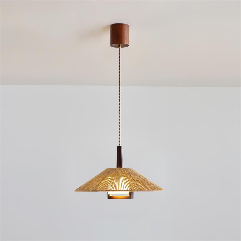 Fidoya Woven Rattan Cone Pendant Light-Neutral Decor