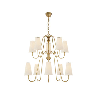 Elirora Lustre En Laiton Vintage élégant Avec Abat-Jour En Tissu