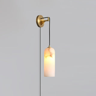 Monty Alabaster Plug-in Wall Lamp-Neutral Decor