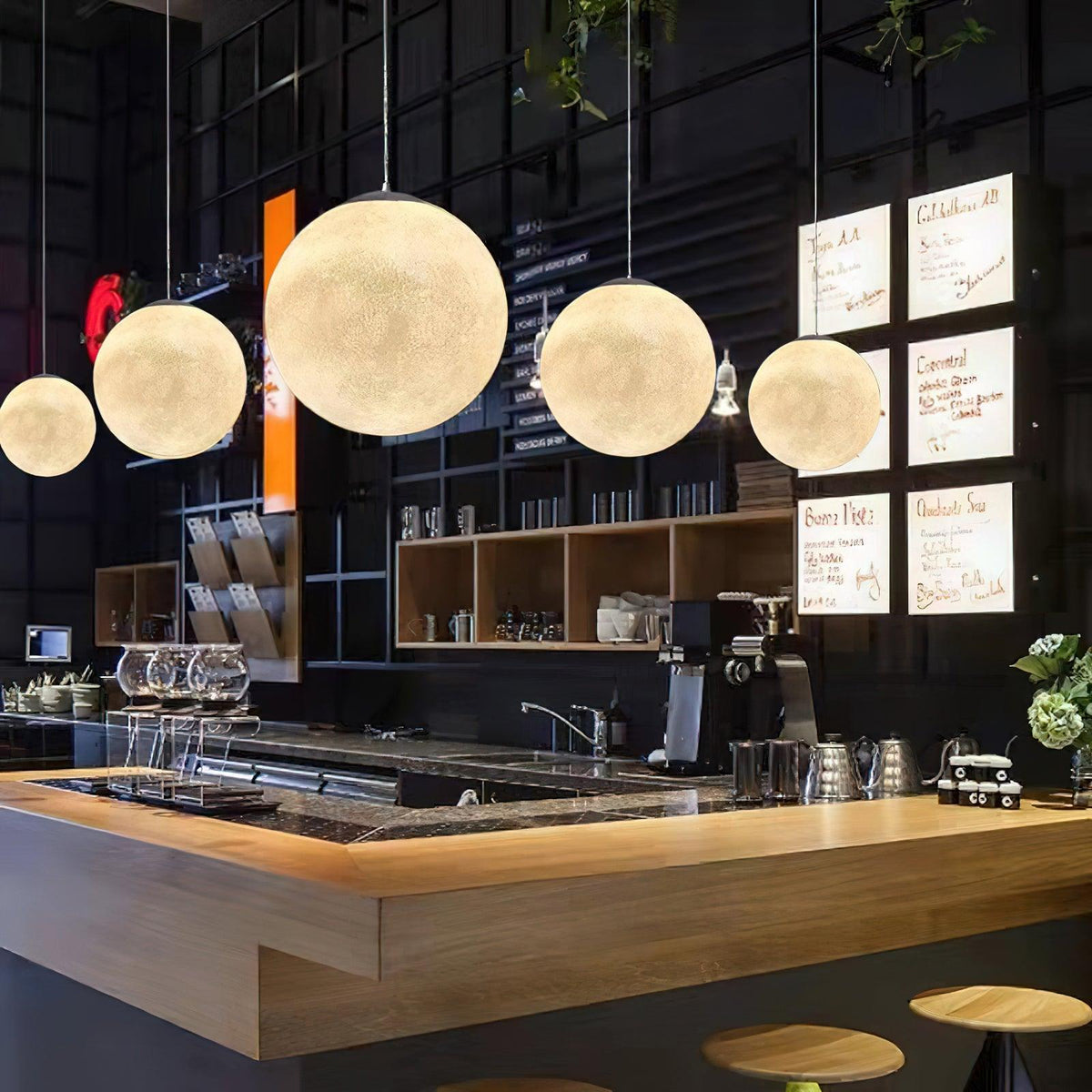 Jovise Suspension Lampe en Forme de Lune pour Salon