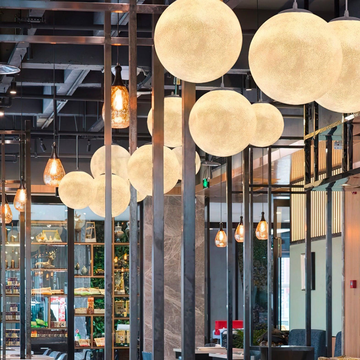 Jovise Suspension Lampe en Forme de Lune pour Salon