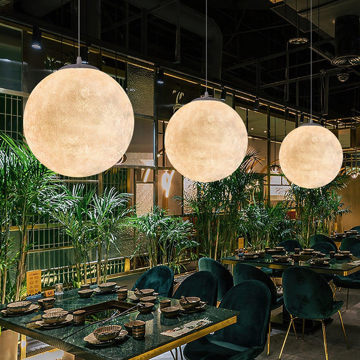 Jovise Suspension Lampe en Forme de Lune pour Salon