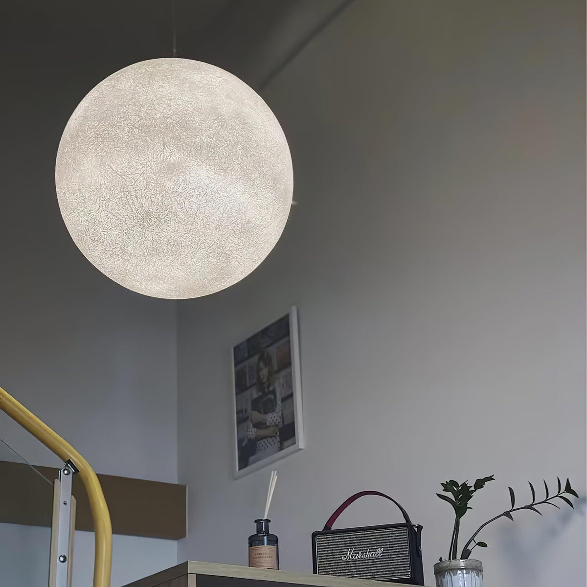 Jovise Suspension Lampe en Forme de Lune pour Salon