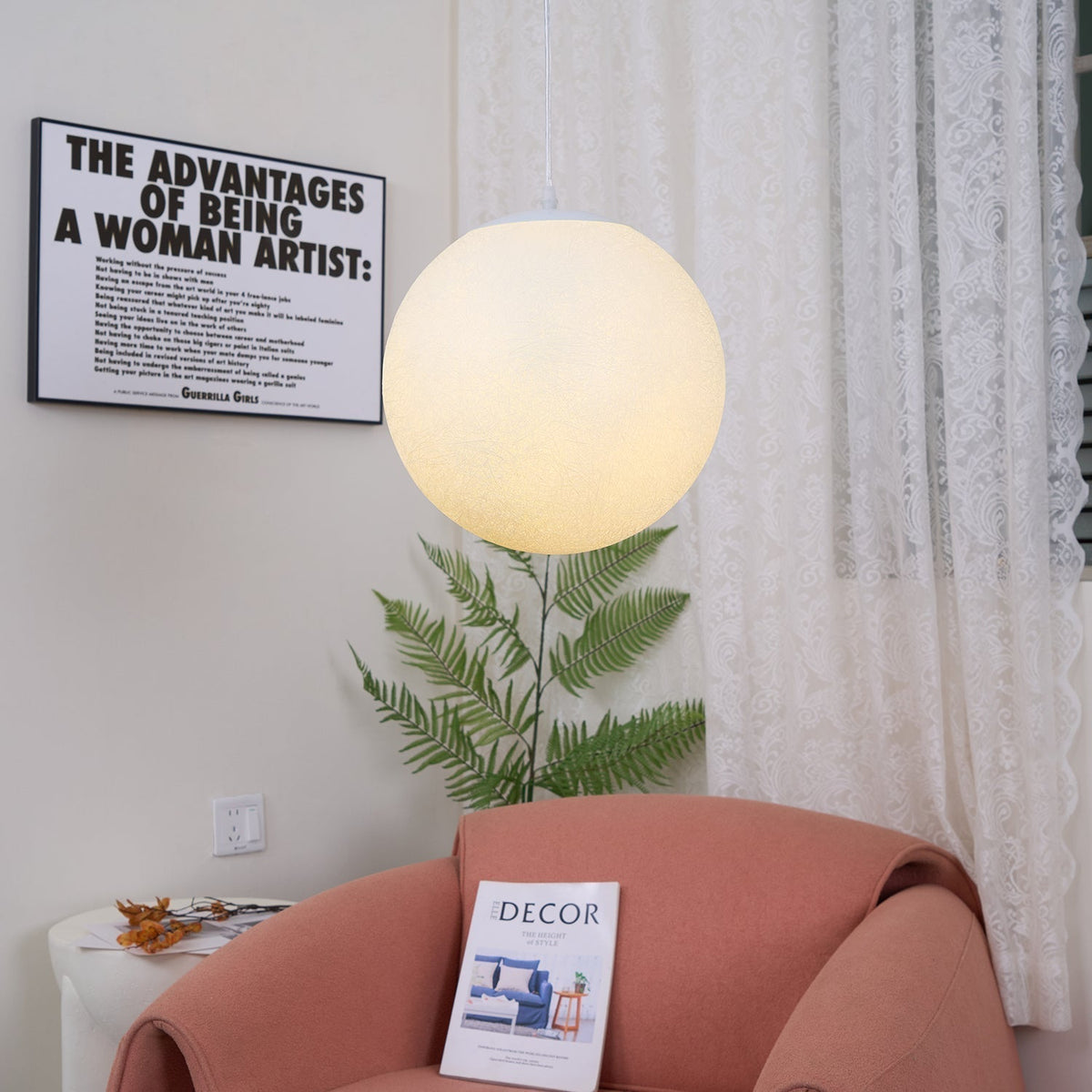 Jovise Suspension Lampe en Forme de Lune pour Salon