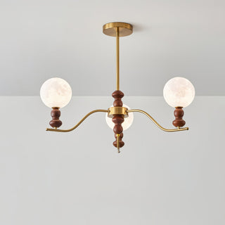 Virelle Lustre Lustra Laiton Bois Globe de Lune Élégant